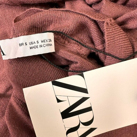 2/$30 Zara Cut Out Shoulder High Neck Sweater Dark Pink Oversized Small NWT - Picture 10 of 13